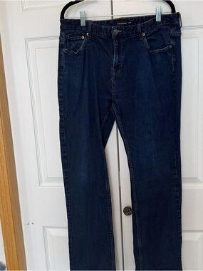 Frank and Oak Miles jeans 34x34 Dark Wash Mens Straight Fit Sustainable Denim